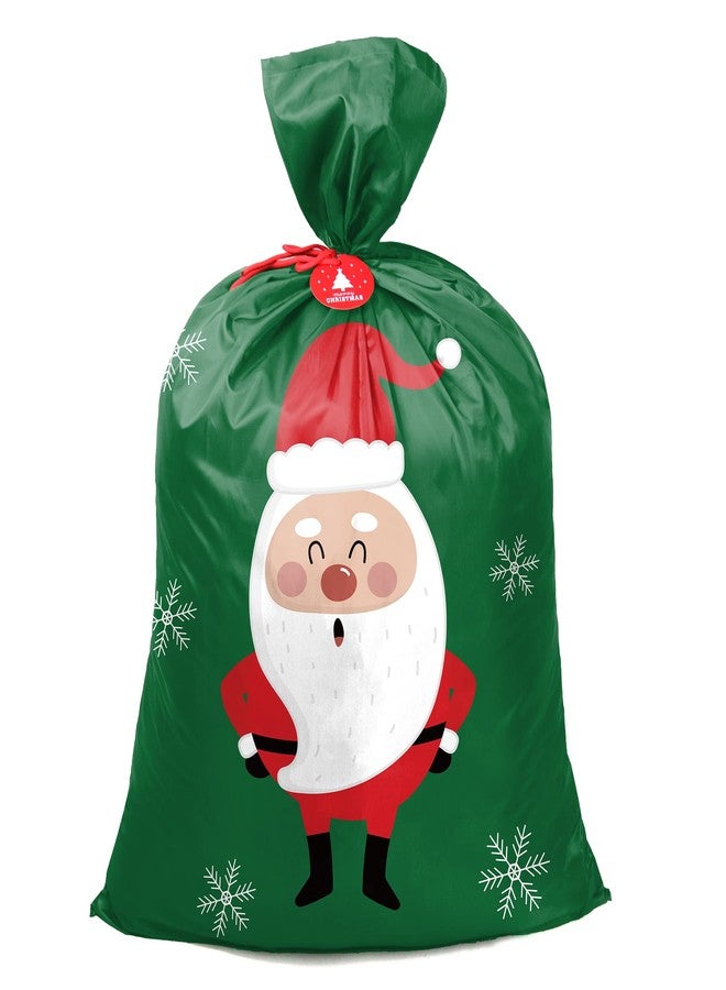 بي جرين حقيبة هدايا سانتا العملاقة الخضراء من بي جرين، كبيرة جدًا 56 بوصة ارتفاع × 40 بوصة عرض لهدايا عيد الميلاد الضخمة، حقائب هدايا قماشية قابلة لإعادة الاستخدام مع بطاقة اسم وحبل لعيد الميلاد (سانتا كلوز) - Image 1